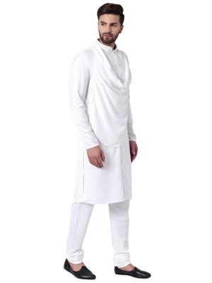 White Viscose Plain Kurta Pajama 2