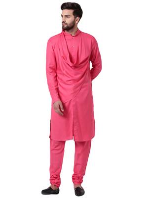 Pink Viscose Plain Kurta Pajama 1