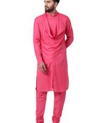 Pink Viscose Plain Kurta Pajama