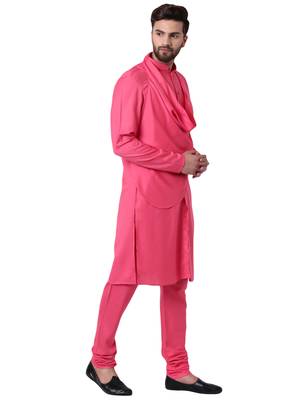 Pink Viscose Plain Kurta Pajama 2