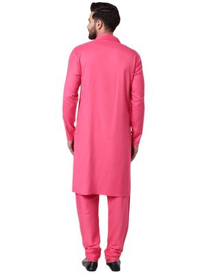 Pink Viscose Plain Kurta Pajama 3