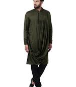 Green Viscose Plain Kurta Pajama