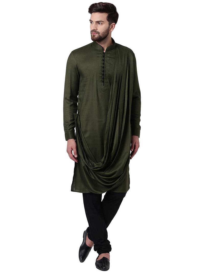 Green Viscose Plain Kurta Pajama I Know 2673460