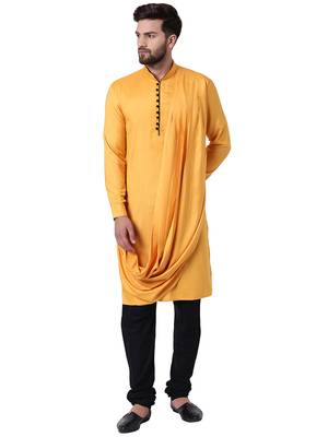 Yellow Viscose Plain Kurta Pajama 1