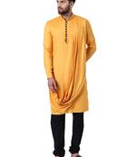Yellow Viscose Plain Kurta Pajama
