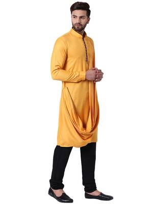 Yellow Viscose Plain Kurta Pajama 2