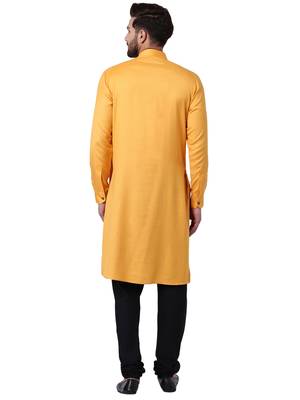 Yellow Viscose Plain Kurta Pajama 3