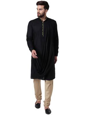 Black Viscose Plain Kurta Pajama 1