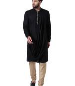 Black Viscose Plain Kurta Pajama