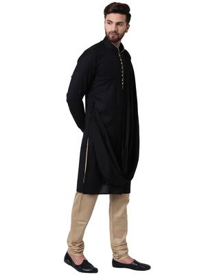 Black Viscose Plain Kurta Pajama 2