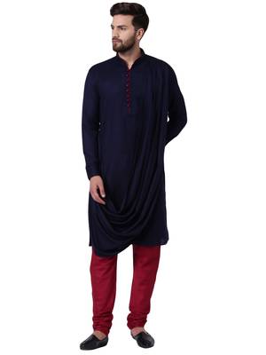 Blue Viscose Plain Kurta Pajama 1