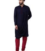 Blue Viscose Plain Kurta Pajama