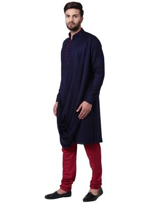 Blue Viscose Plain Kurta Pajama 2