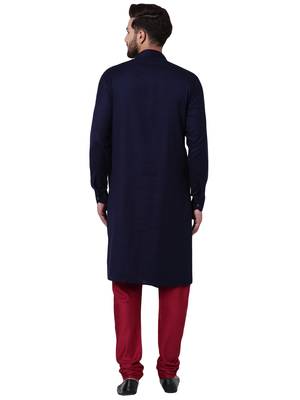 Blue Viscose Plain Kurta Pajama 3