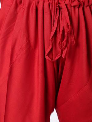 Red Viscose Plain Kurta Pajama 4