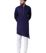 Blue Viscose Plain Kurta Pajama