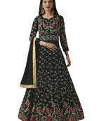 Black Embroidered Georgette Anarkali Salwar Kameez Wtih Dupatta