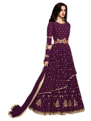 Purple embroidered georgette anarkali lehengas wtih dupatta 1
