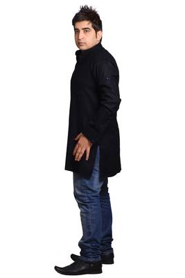 Black Cotton Plain Men Kurta 2