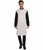 Beige Cotton Plain Men Kurta