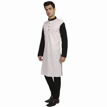 Beige Cotton Plain Men Kurta 2