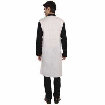 Beige Cotton Plain Men Kurta 3
