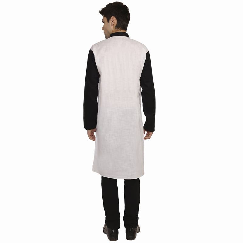 Beige Cotton Plain Men Kurta