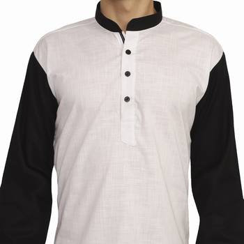 Beige Cotton Plain Men Kurta 4
