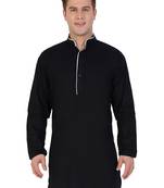 Black Cotton Plain Men Kurta