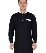 Black Cotton Plain Men Kurta