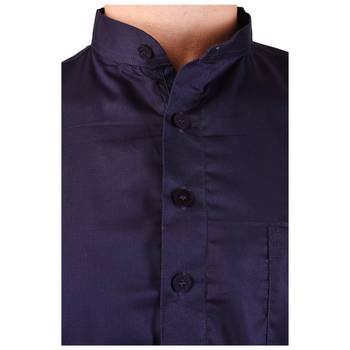 Blue Cotton Plain Men Kurta 4