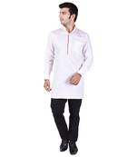 White Cotton Plain Men Kurta