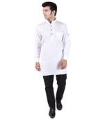 White Cotton Plain Men Kurta