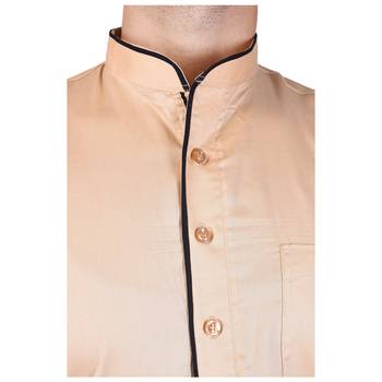 Beige Cotton Plain Men Kurta 4