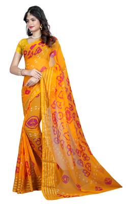 Multicolor woven chiffon saree with blouse 3