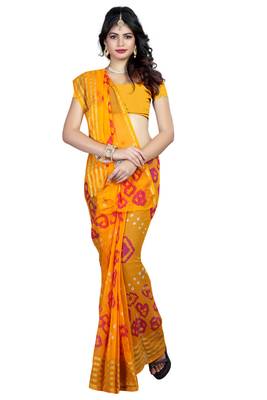 Multicolor woven chiffon saree with blouse 5