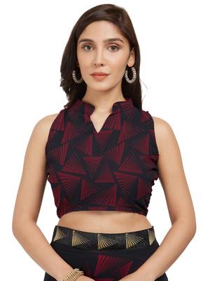 Black Printed Faux Georgette Saree With Blouse 6