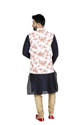 White Jute Printed Nehru Style Jacket 3