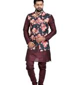 Black Jute Printed Nehru Style Jacket