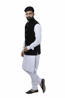 Black Velvet Printed Nehru Style Jacket 3