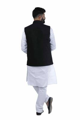 Black Velvet Printed Nehru Style Jacket 4