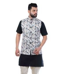 Multicolor Jute Printed Nehru Style Jacket