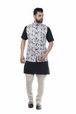 Multicolor Jute Printed Nehru Style Jacket 2