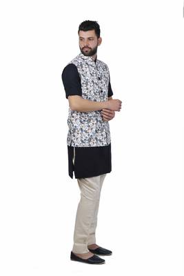 Multicolor Jute Printed Nehru Style Jacket 3