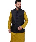 Black Jute Printed Nehru Style Jacket