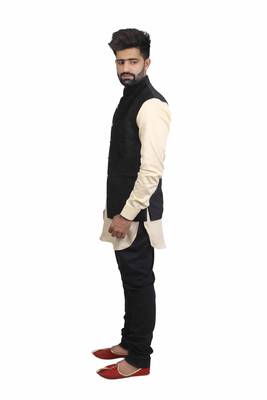 Black Velvet Printed Nehru Style Jacket 2