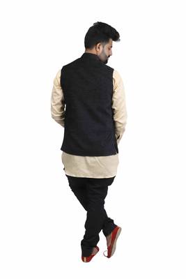 Black Velvet Printed Nehru Style Jacket 3