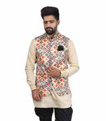 Multicolor Satin Printed Nehru Style Jacket