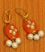 Orange Beaded Jewellery Onyx Yellow Gold Hoops