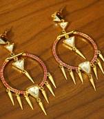 Red American Diamonds Yellow Gold Danglers Drops